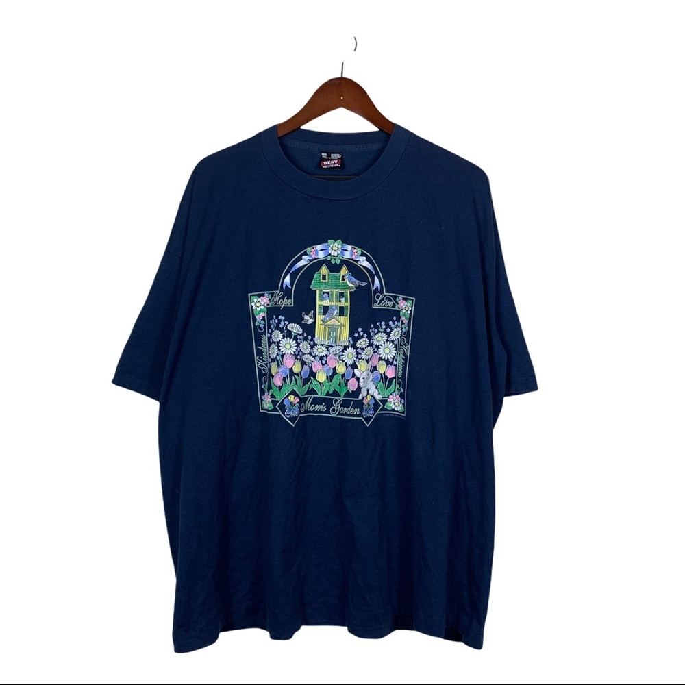 Vintage 90s moms garden floral single stitch shirt XXXL